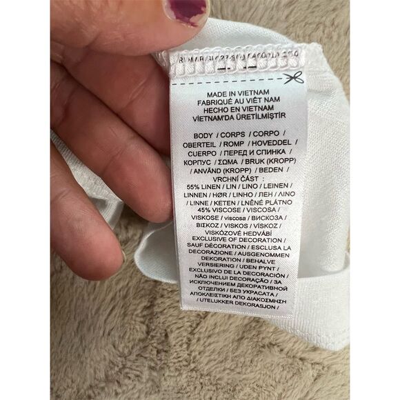 Ralph Lauren Women's White Flutter Sleeve Tie-Neck T-Shirt Size M - Picture 7 of 7